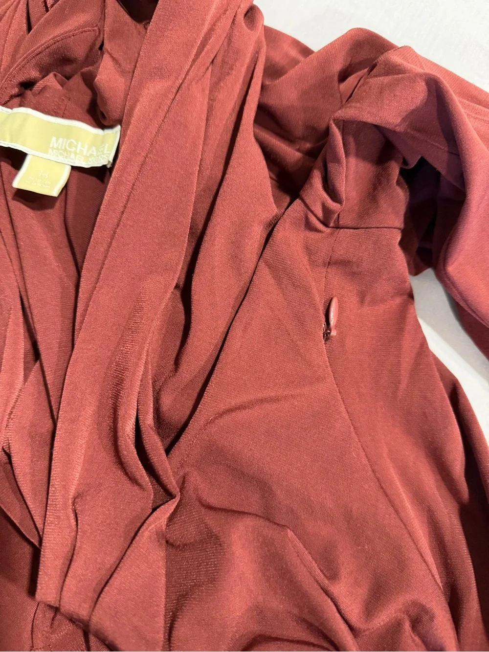 Michael Kors Long-Sleeve Wrap Dress in Burgundy